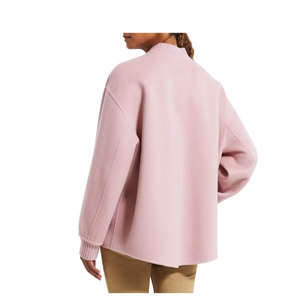 Theory Wool-Cashmere Bomber Jacket in Blush - Picture 2 of 5